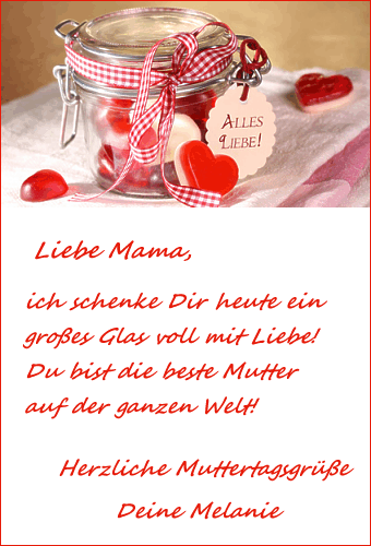 Musterkarte mit Muttertagsgrüßen - Viel Liebe!