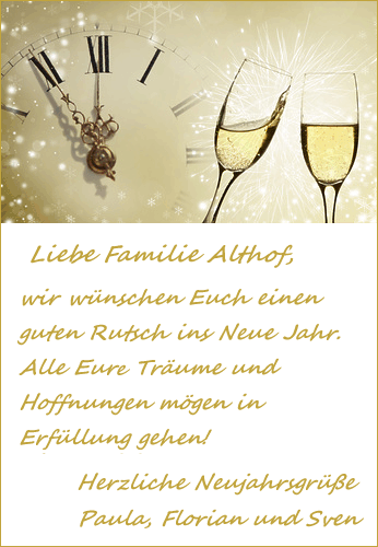 Musterkarte mit Neujahrsgrüßen