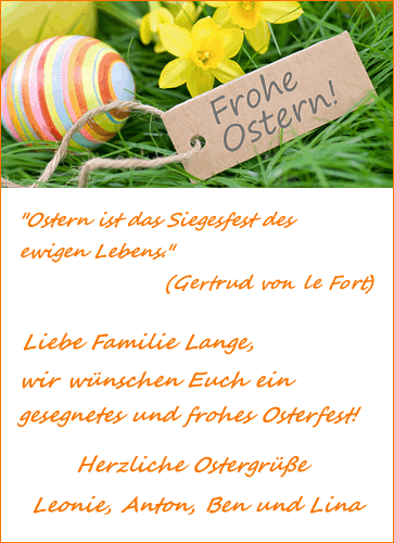 Osterkarte mit einem Osterspruch