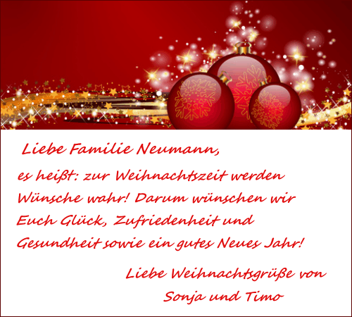 Karte mit einem langen Weihnachtsgruß