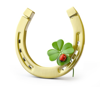 Horseshoe with shamrock and ladybug