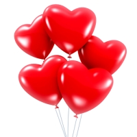 Globos rojos en forma de corazón